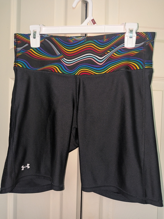 Under Armour Pants - Under Armour Black Bike Shorts with Multicolor Wave Waistband